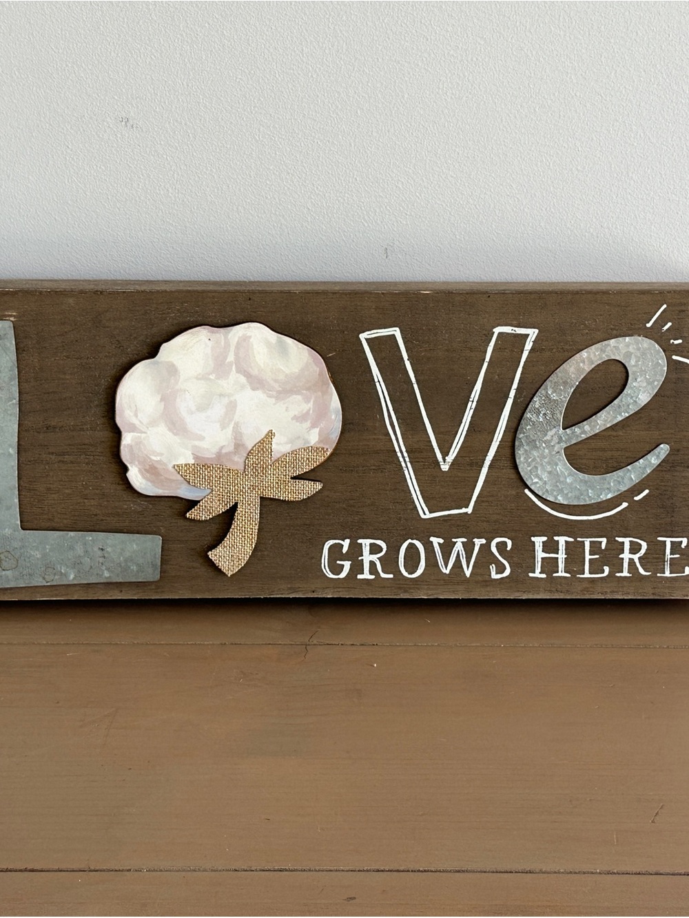 Love Grows Here Cute Farmhouse Decor Wall or Shelf French Countryside Cottage